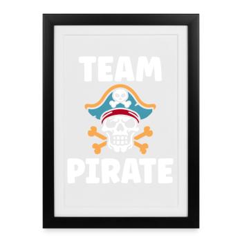 Crâne pirate et logo TEAM PIRATE - Affiche encadrée (27 × 37 cm) - noir - Devant