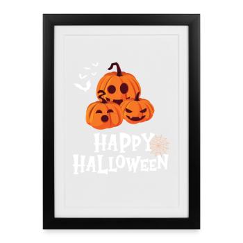 Citrouille amicale - Joyeux Halloween - Affiche encadrée (27 × 37 cm) - noir - Devant
