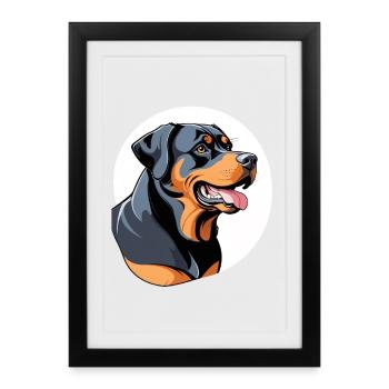 Rottweiler Color Block Portrait - Framed poster (27 × 37 cm) - black - Front