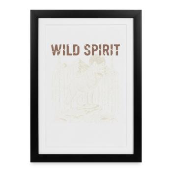 Wild Spirit Wolf Mondwald - Gerahmtes Poster (27 × 37 cm) - Schwarz - Vorne