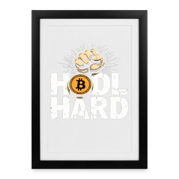 Btc Bitcoin HARD – Bitcoin Crypto - Affiche encadrée (27 × 37 cm) - noir - Devant