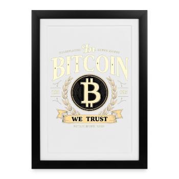 Dans Bitcoin We Trust – Crypto Vintage Btc - Affiche encadrée (27 × 37 cm) - noir - Devant
