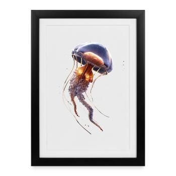 Jellyfish Jellyfish Fire Jellyfish Medusa Cute Jellyfish - Framed poster (27 × 37 cm) - black - Front