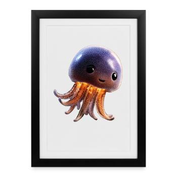 Jellyfish Jellyfish Fire Jellyfish Medusa Cute Jellyfish - Framed poster (27 × 37 cm) - black - Front