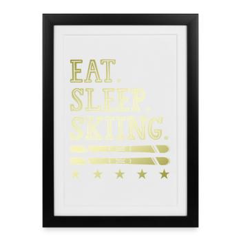 Manger dormir Ski - Affiche encadrée (27 × 37 cm) - noir - Devant