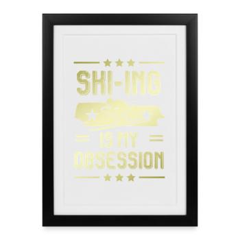 Ski Skiing - Affiche encadrée (27 × 37 cm) - noir - Devant