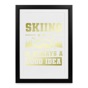 Ski Skiing - Affiche encadrée (27 × 37 cm) - noir - Devant