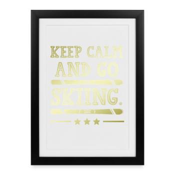 Restez calme ski - Affiche encadrée (27 × 37 cm) - noir - Devant