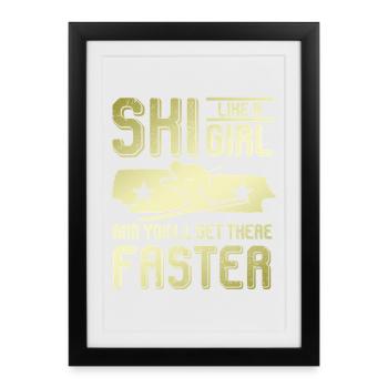 Filles de ski - Affiche encadrée (27 × 37 cm) - noir - Devant