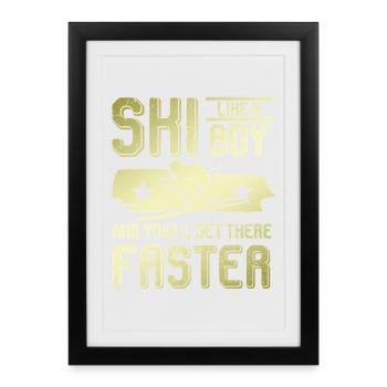 Garçon de ski - Affiche encadrée (27 × 37 cm) - noir - Devant