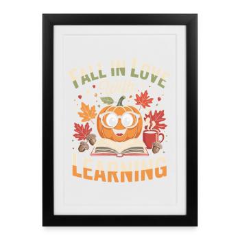 Fall In Love With Teaching Fall Teacher - Framed poster (27 × 37 cm) - black - Front