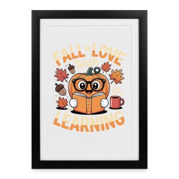 Fall In Love With Teaching Fall Teacher - Framed poster (27 × 37 cm) - black - Front