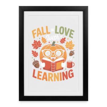 Fall In Love With Teaching Fall Teacher - Framed poster (27 × 37 cm) - black - Front