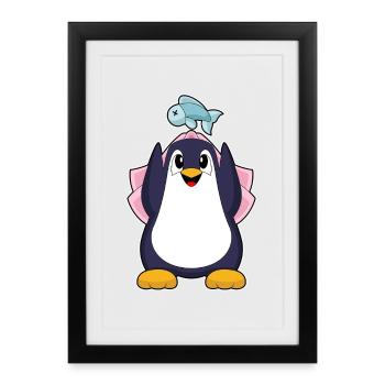 Penguin Bridal Veil Wedding - Framed poster (27 × 37 cm) - black - Front
