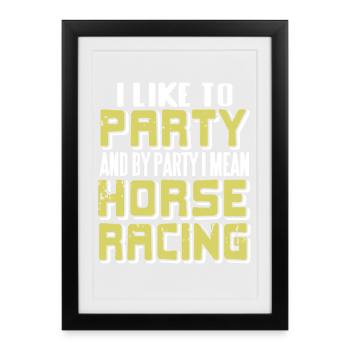 La course est mon genre d’humour de cheval drôle de fête - Affiche encadrée (27 × 37 cm) - noir - Devant