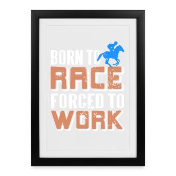 Alimenté par la course forcée à l’humour du travail de jour - Affiche encadrée (27 × 37 cm) - noir - Devant