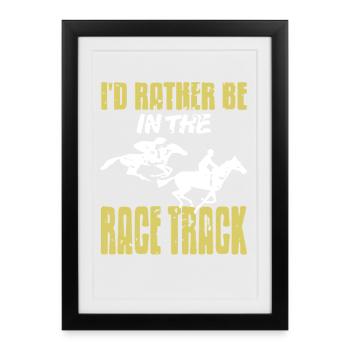 Envie de sensations fortes au bord de la piste et de chevaux de course - Affiche encadrée (27 × 37 cm) - noir - Devant