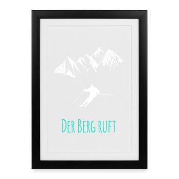 Skifahren - Der Berg ruft - Gerahmtes Poster (27 × 37 cm) - Schwarz - Vorne
