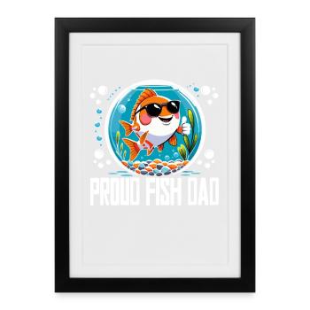Éleveur de poissons Verseau Ferme piscicole Proud Fish Dad - Affiche encadrée (27 × 37 cm) - noir - Devant