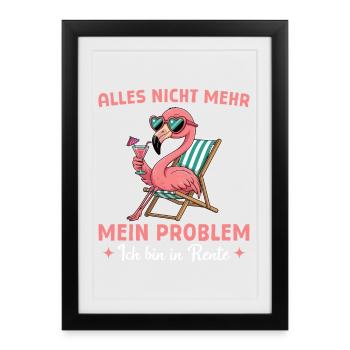Colleague Retirement Farewell - Flamingo in a deckchair - Framed poster (27 × 37 cm) - black - Front