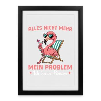 Colleague Pension Farewell - Flamingo in a deckchair - Framed poster (27 × 37 cm) - black - Front