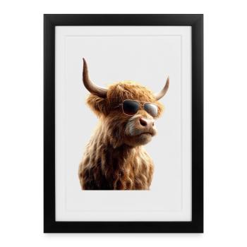 Vache Highland Vache Highland Bovins Bovins Vaches d’élevage - Affiche encadrée (27 × 37 cm) - noir - Devant