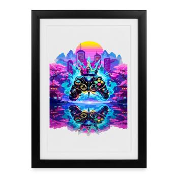 Gaming King Controller with Mirroring - Framed poster (27 × 37 cm) - black - Front