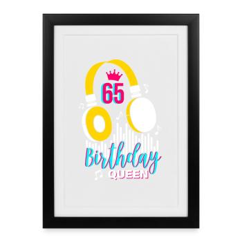 Anniversaire Reine 65e anniversaire - Affiche encadrée (27 × 37 cm) - noir - Devant