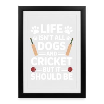 Cricket Dire Chiens Drôle Cricket Cadeau - Affiche encadrée (27 × 37 cm) - noir - Devant
