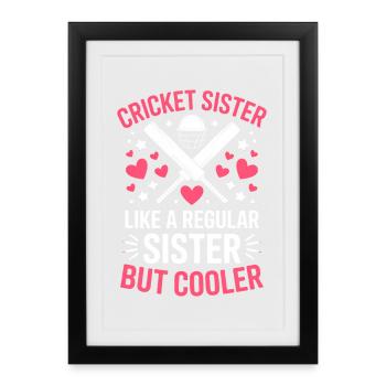 Cricket disant soeur drôle Cricket cadeau - Affiche encadrée (27 × 37 cm) - noir - Devant