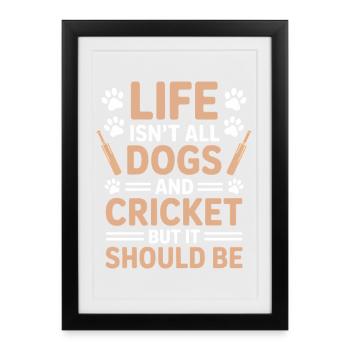 Cricket Dire Chiens Drôle Cricket Cadeau - Affiche encadrée (27 × 37 cm) - noir - Devant