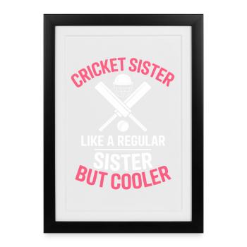 Cricket disant soeur drôle Cricket cadeau - Affiche encadrée (27 × 37 cm) - noir - Devant
