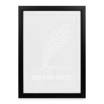 Désarmer Haine Paix Les colombes se lèvent dans la liberté - Affiche encadrée (27 × 37 cm) - noir - Devant