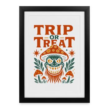 Tripper ou traiter le monstre champignon psychédélique - Affiche encadrée (27 × 37 cm) - noir - Devant