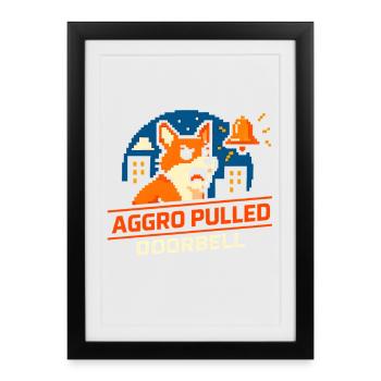 Aggro Drawn : Sonnette | Le chien aboie - Affiche encadrée (27 × 37 cm) - noir - Devant