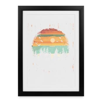 Rétro extérieur nature sauvage ours arbres - Affiche encadrée (27 × 37 cm) - noir - Devant