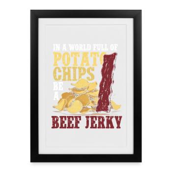 Beef Jerky Dried Meat Biltong Pemmican - Framed poster (27 × 37 cm) - black - Front