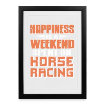 Weekend Happiness Horse Racing Leisure Club - Framed poster (27 × 37 cm) - black - Front