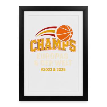 Basketball Champs Deutschland Basketballer  - Gerahmtes Poster (27 × 37 cm) - Schwarz - Vorne