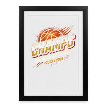 Basketball Champs Deutschland Basketballer  - Gerahmtes Poster (27 × 37 cm) - Schwarz - Vorne