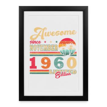 Novembre 1960 Rétro Anniversaire Pièce Unique - Affiche encadrée (27 × 37 cm) - noir - Devant