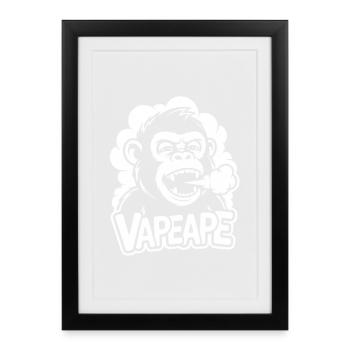 Singe Vapeape avec vapeur - Affiche encadrée (27 × 37 cm) - noir - Devant