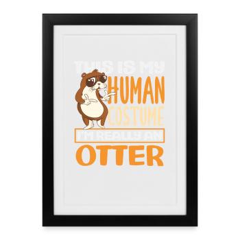 Human Costume Sea Otter Cartoon - Framed poster (27 × 37 cm) - black - Front