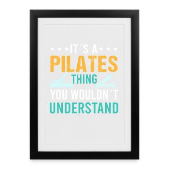 Pilates, Yoga, Fitness, Sports Dictons - Affiche encadrée (27 × 37 cm) - noir - Devant