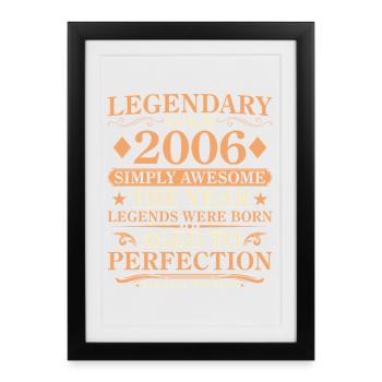 Millésime 2006 Né - Millésime 20ème anniversaire - Affiche encadrée (27 × 37 cm) - noir - Devant