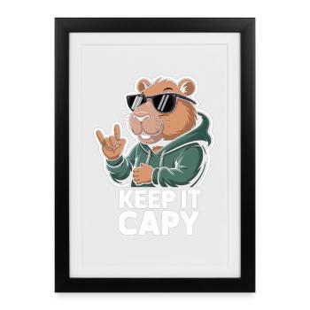 Capy Bear Rockout Keep It Capy - Framed poster (27 × 37 cm) - black - Front