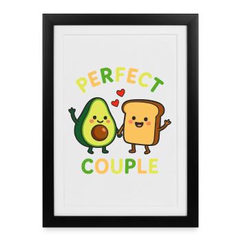 Couple parfait avocat et toast amour - Affiche encadrée (27 × 37 cm) - noir - Devant