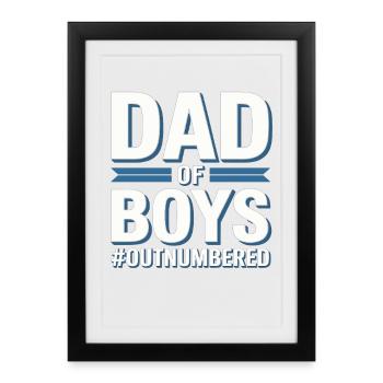 Dad of Boys – Chemise de papa pour les pères de garçon - Affiche encadrée (27 × 37 cm) - noir - Devant