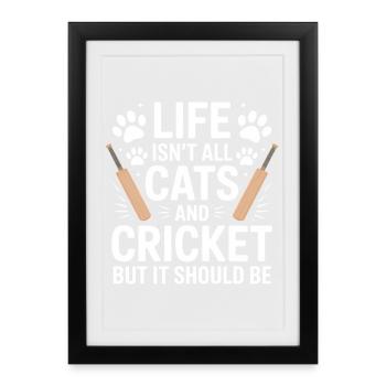 Cricket Dire Chats Drôle Cricket Cadeau - Affiche encadrée (27 × 37 cm) - noir - Devant