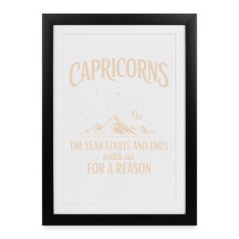 Signe du zodiaque Capricorne - Affiche encadrée (27 × 37 cm) - noir - Devant